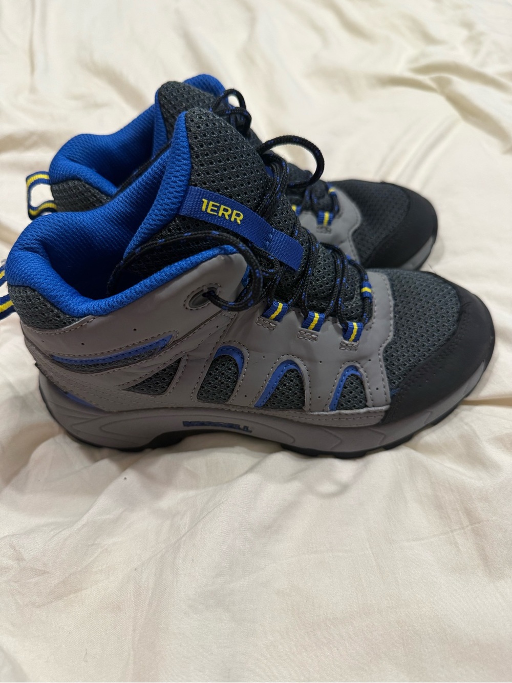 Merrell Boys Hiking Shoes | Size 2 | Gray Blue Trail Sneakers